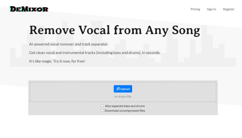 وبسایت Demixor Voice Remover