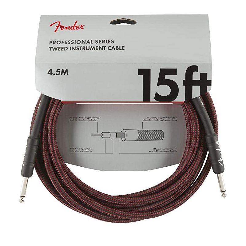 Fender Professional Instrument Cable Tweed Red 15ft 4.5m