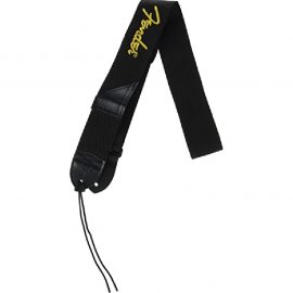 fender-black-poly-strap-yellow-logo-استرپ