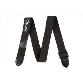fender-black-poly-strap-white-logo-استرپ