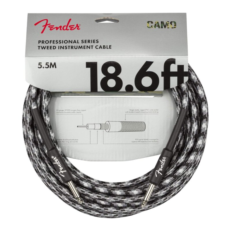 Fender Professional Instrument Cable Winter Camo 18.6ft - 0990818224