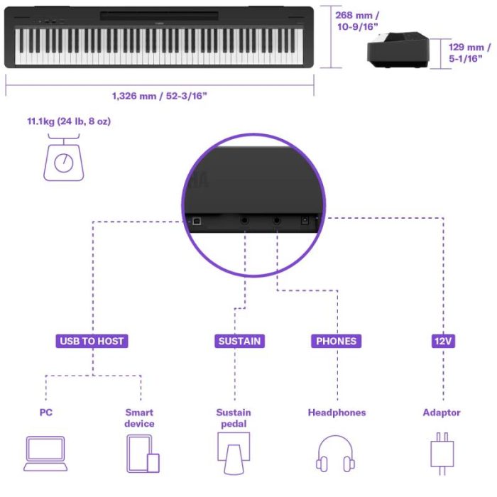 بررسی پیانو دیجیتال Yamaha P143