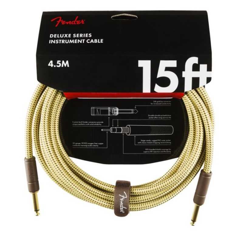 Fender Deluxe Series Instrument Cable Straight 15' Tweed - 990820084