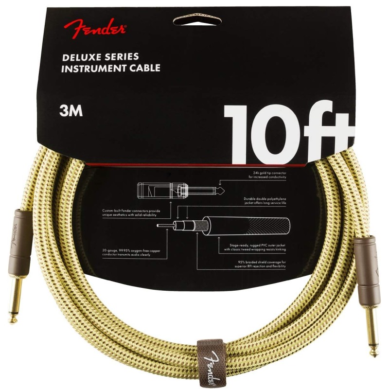 FENDER Deluxe Series Instrument Cable Straight/Straight 10ft Tweed - 990820089