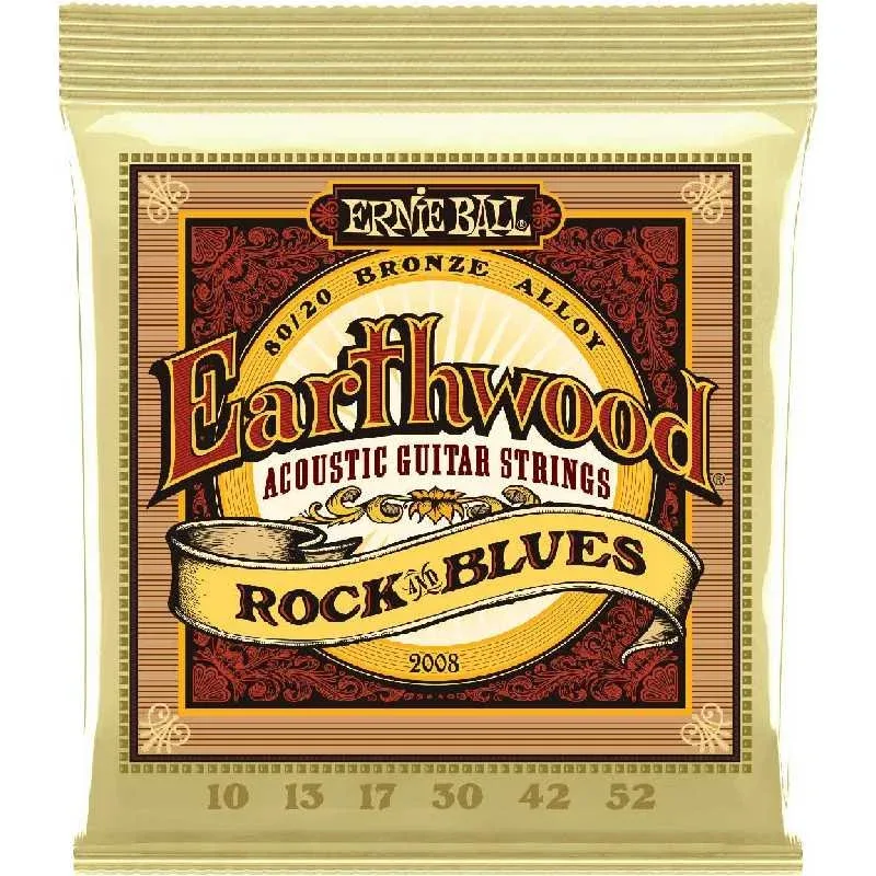 Ernie Ball Earthwood 80/20 Bronze Acoustic Guitar Strings Rock n Blues 10-52 - 2008
