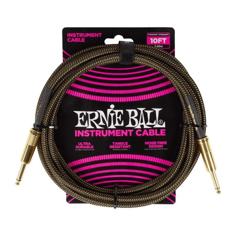 Ernie ball Braided Instrument cable straight to straight - 10ft - PayDirt - 6428